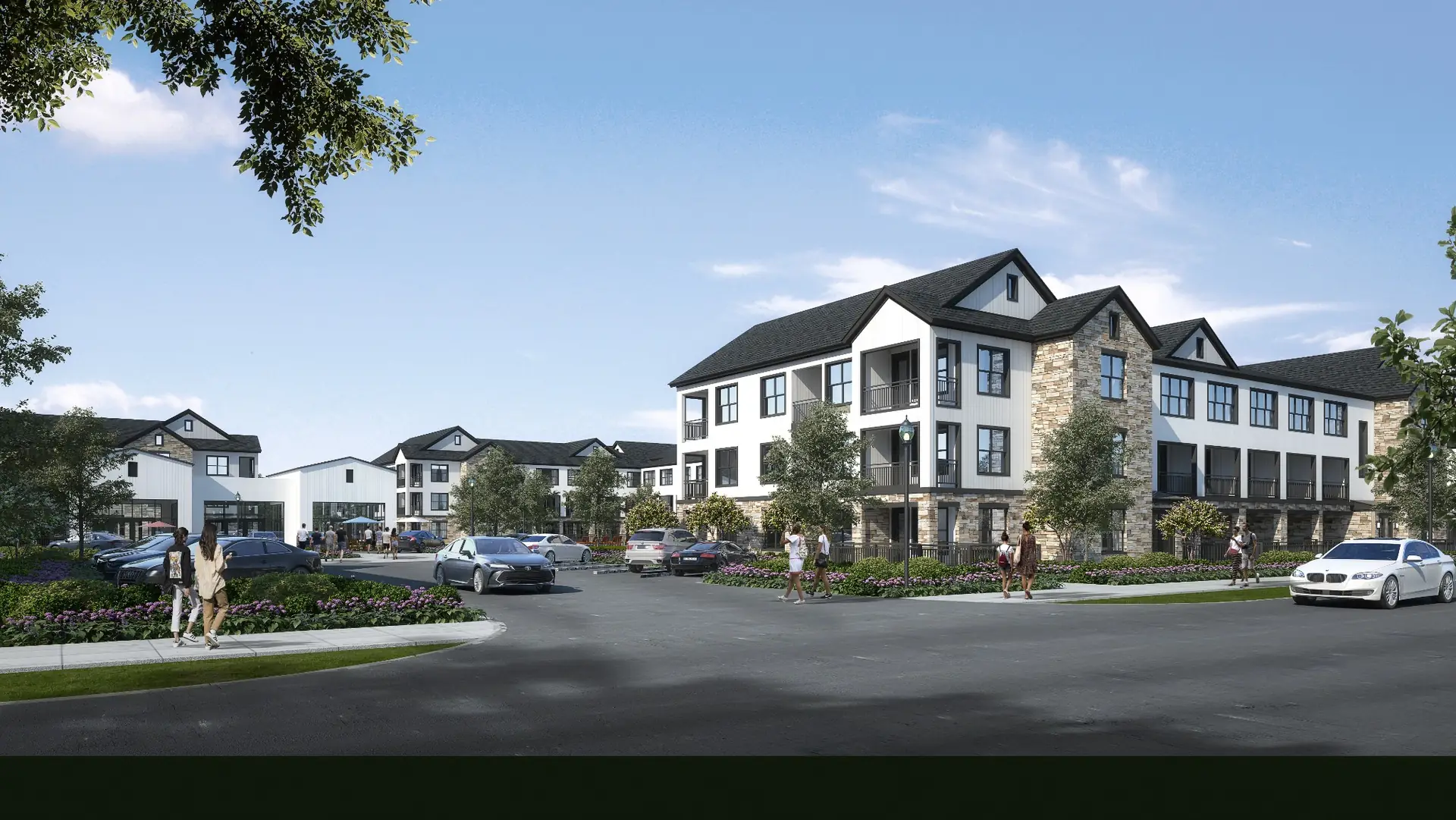 The Adaline apartments — street-level rendering