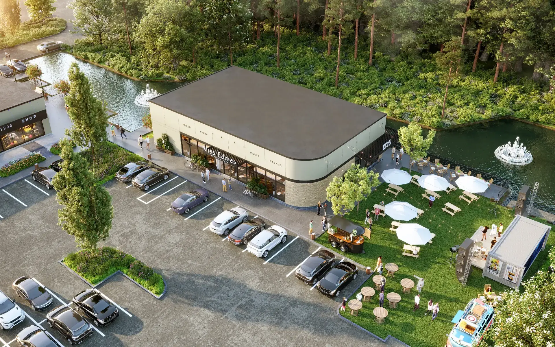 Miss Eddie’s and the BKYD event space — exterior rendering