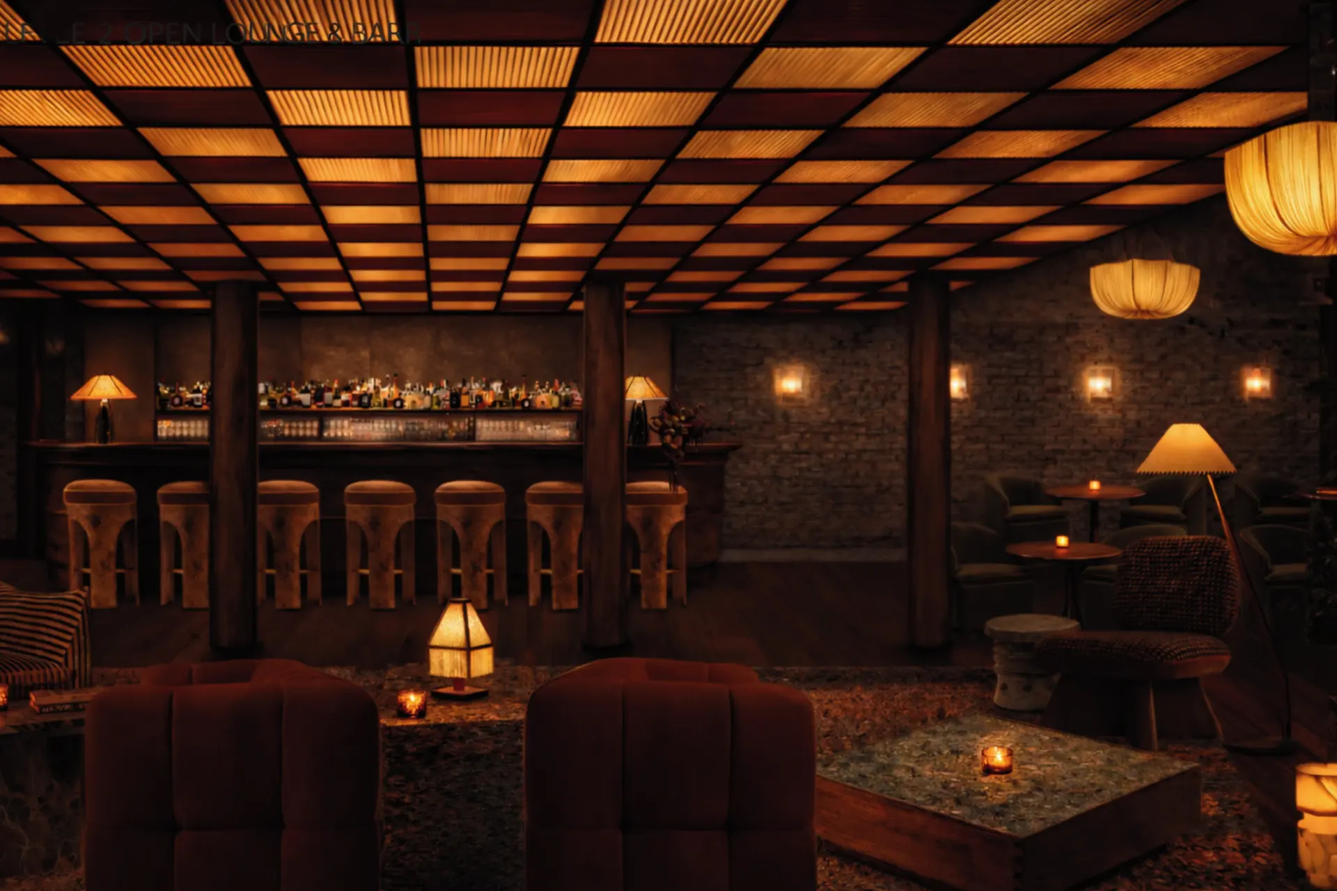 NOSTA House — Level 2 open lounge and bar